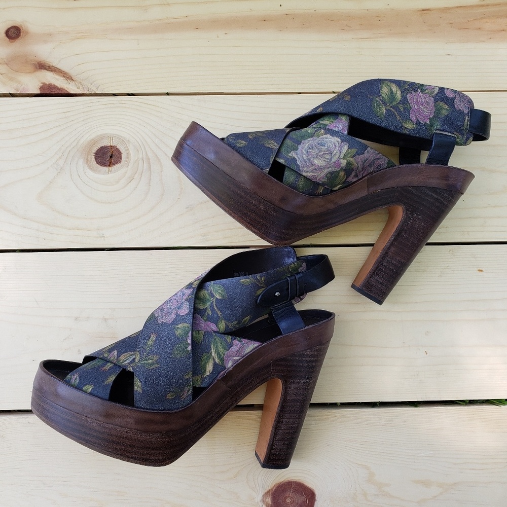 Rag and Bone Floral Platform Heels Strappy Size 9